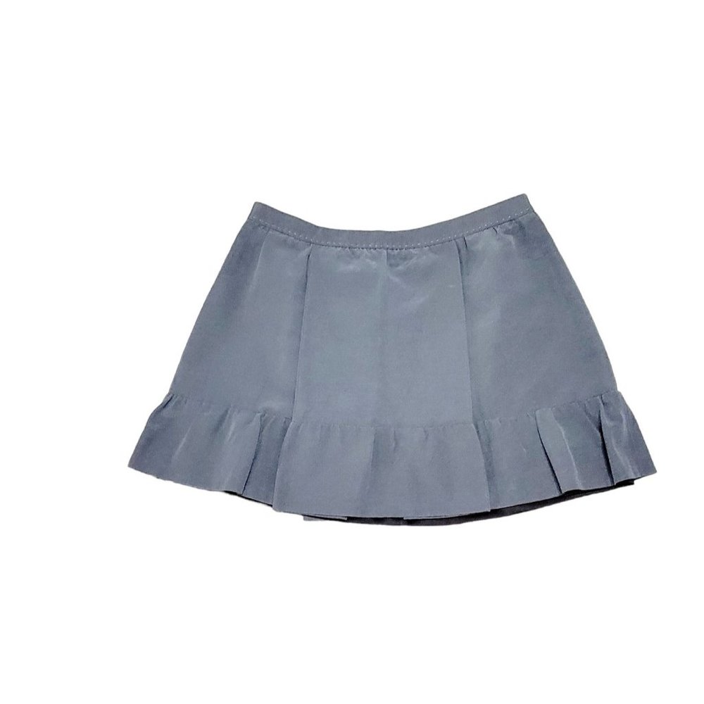 Club Monaco Womens Gray Pleated Pull On Mini Skirt Lined Ruffled Hem Size 6